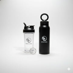 2-in-1 Set: 500ml Protein Shaker + 710ml Insulated Water Bottle with Magnetic Phone Holder | Gym, Fitness & Travel Bottle | Hot 12H / Cold 24H