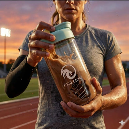 DESI LION Protein Shaker Bottle 750ml – Strong Tritan Build, BPA-Free, Leak-Proof, Easy to Clean with Stainless Mixing Ball