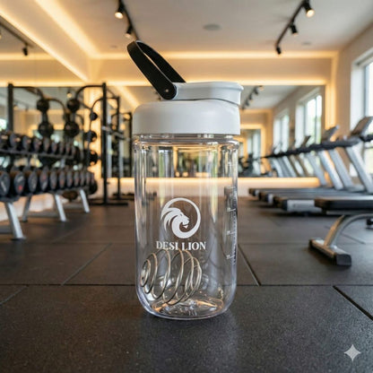 DESI LION Protein Shaker Bottle 750ml – Strong Tritan Build, BPA-Free, Leak-Proof, Easy to Clean with Stainless Mixing Ball