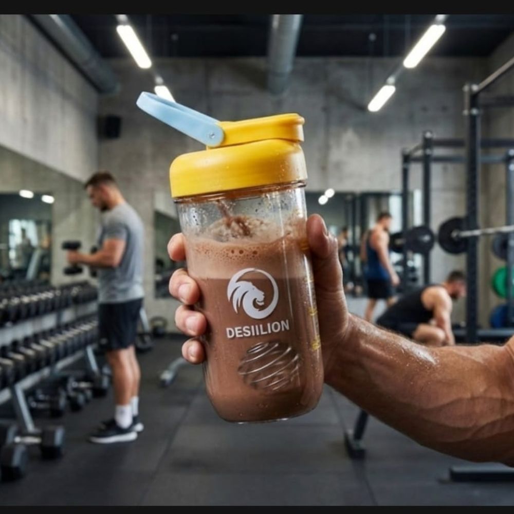 DESI LION Protein Shaker Bottle 750ml – Strong Tritan Build, BPA-Free, Leak-Proof, Easy to Clean with Stainless Mixing Ball