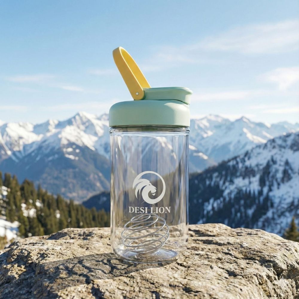DESI LION Protein Shaker Bottle 750ml – Strong Tritan Build, BPA-Free, Leak-Proof, Easy to Clean with Stainless Mixing Ball