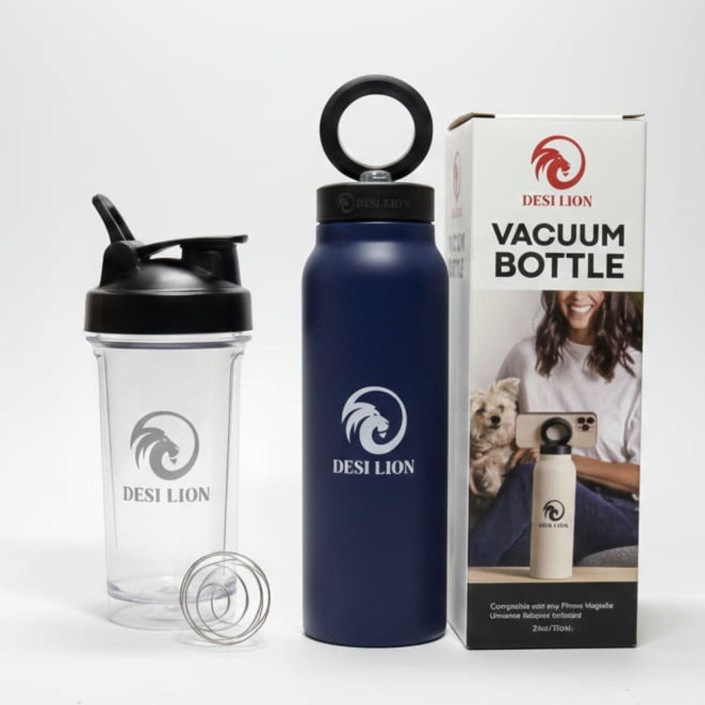 2-in-1 Shaker + 710ml Magnetic Bottle Combo ,  Magnetic Phone Holder Water Bottle | Tripod Substitute | Gym, Sport, Travel, Office