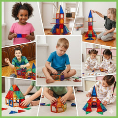 100 PCS Magnetic Building Tiles Set with 2 Cars – STEM Educational Magnet Blocks for Kids 3+ | Creative 3D Construction Toy for Boys & Girls