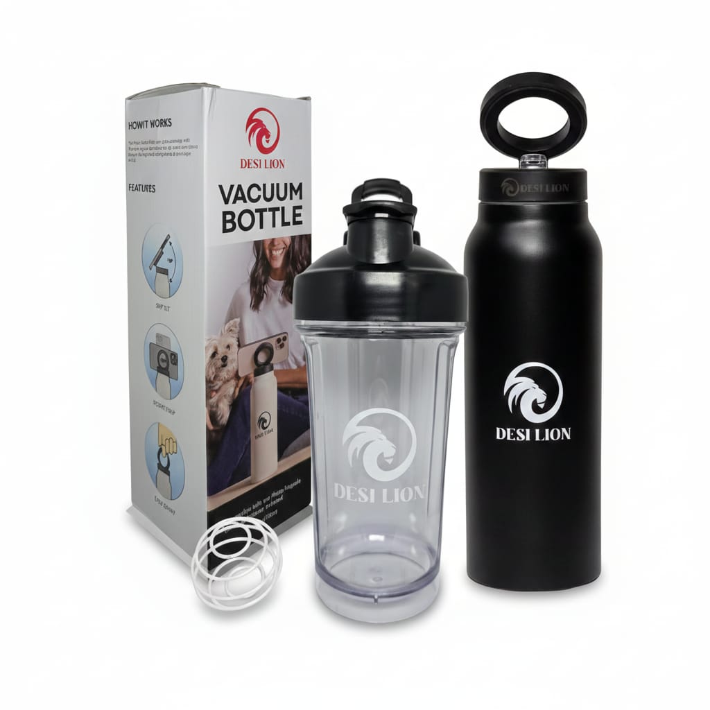 2-in-1 Shaker + 710ml Magnetic Bottle Combo ,  Magnetic Phone Holder Water Bottle | Tripod Substitute | Gym, Sport, Travel, Office